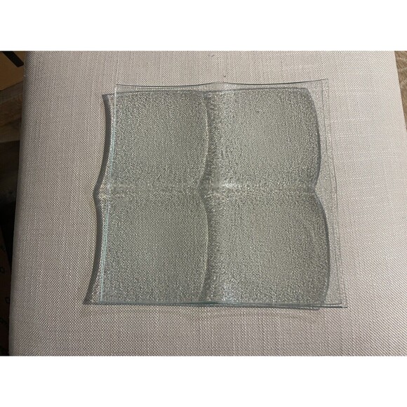 Hand Bent Bubble Glass Green Tint Square Platters Divided...